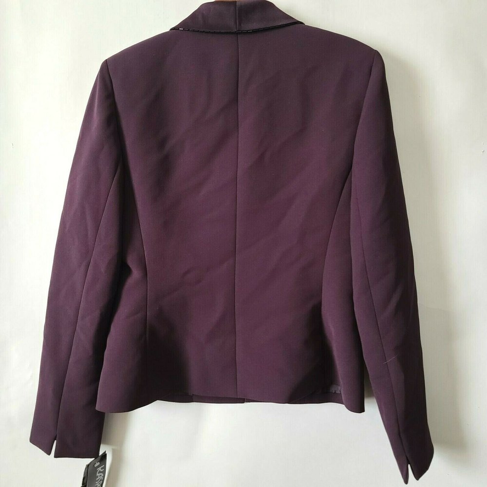 Kasper ASL Womens Dress Blazer Jacket Beaded Collar Size 6 Purple Eggplant NWT - Picture 3 of 8